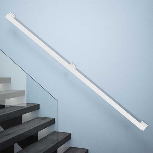 Corrimano Moderno Nero/Bianco/Oro per Scale - Kit Completo. 60 cm 80 cm 1 m 1,2 m 150 cm 2,4 m 3,6 m Ringhiera per Scale, Asta di Supporto, Barra di Sicurezza in Ferro battuto montata a pare
