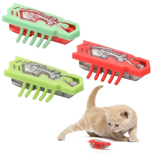 DAWRIS 3 Stück Elektrisches Katzenspielzeug, Maus Katzen Spielzeug Kitten Interaktives Katzenspielzeug, in Insektform Kakerlaken Spiel für Katzen und Hunde Beschäftigung