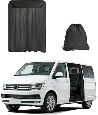 EVOOOR Moskitonetz für VW T5 T6 Seitentür 155 * 130cm | Mit Reißverschluss & Magneten für Sonnenschutz & Staubschutz | Ideal für Camping, Auto-Übernachtung & Belüftung auf Reisen