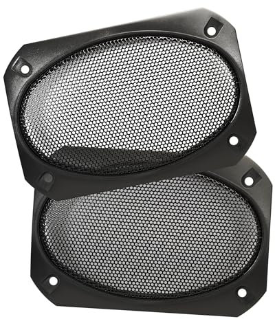 Speaker Grill Cover, 4 x 6 Inches, Black Satin A.B.S. Finish with Metal Mesh, Pair
