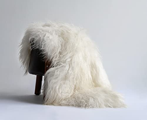 Sunshine Cowhides Sheepskin Rug - 100% Genuine Icelandic Sheepskin Chair Throw Cover & Area Rugs for Living Room, Bedroom, Office Floor & Bathroom, Premium Decor for Aesthetic Living (White)