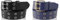 SCAMODA Nietengürtel im 2er Set mit Doppel-Lochnieten, Ösen und Dornschließe für Damen und Herren (Schwarz/Blau - 125/BW110 - Br. 3,5cm)