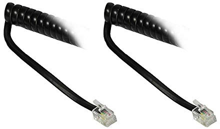 Good Connections Telefonhörer-Kabel (Spiralkabel) - 2x Modularstecker RJ10 / 4P4C - schwarz, 7 m