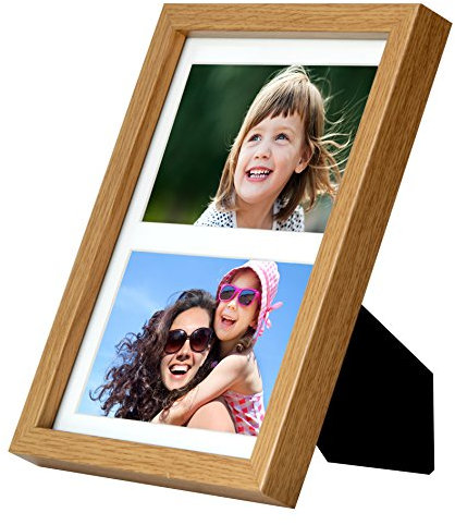 BD ART 17 x 23 cm Mehrfach Bilderrahmen, Bildergalerie, Fotogalerie mit Passepartout und 2 Foto-Ausschnitten für Fotos 10 x 15 cm, Weiß