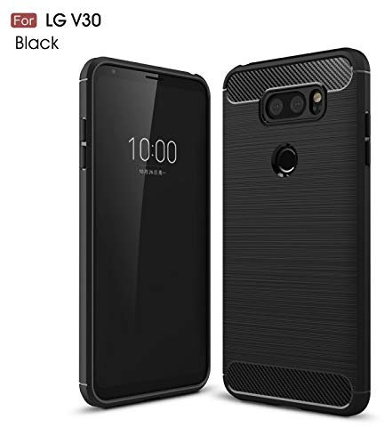 COPHONE® Coque de Protection Compatible LG V30 Etui antidérapent Coque Fibre de Carbone Noir Anti Choc