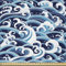 ABAKUHAUS japanische Welle Stoff als Meterware, Wasserspritzschaum, Seidiger Satin Stoff für Polster Heimtextilien, 1M (148x100cm), Hellblau Marineblau Weiß