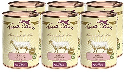 Terra Canis Lamm, Zucchini, Hirse & Dill - Classic Nassfutter, 6x400g I Premium Hundefutter in 100% Lebensmittelqualität Aller Rohstoffe I Reichhaltig & gesund, allergen- & getreidearm, glutenfrei