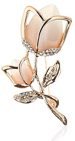 Broche en cristal créé cristal strass Rose fleur broche de mode pour femmes filles cadeau élégant (Or)