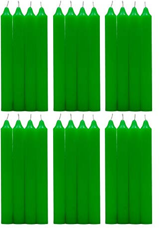 H Hansel Home - Leuchterkerzen 24 Stück, Kronkerzen Durchmesser 1.8 cm, Länge 17.5 cm,grüne Farbe