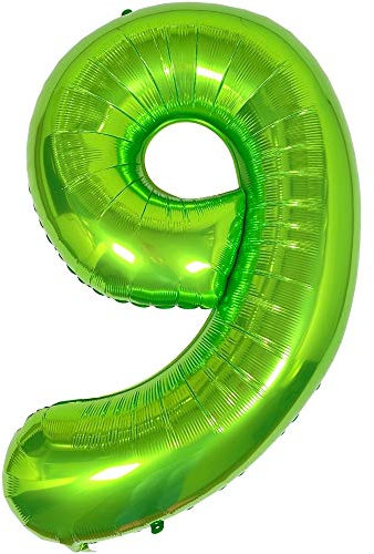 DIWULI Luftballon 9 Geburtstag XXL Grün - Zahl 9 Ballon