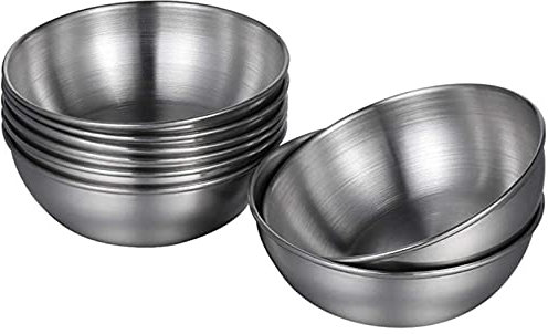 CTForest 8 Pièces Bol à Trempette, Bol à Sauce en Acier Inoxydable, Bol à épices, Convient pour le Ketchup, la Moutarde, la Sauce Chili, la Vinaigrette(Argent)