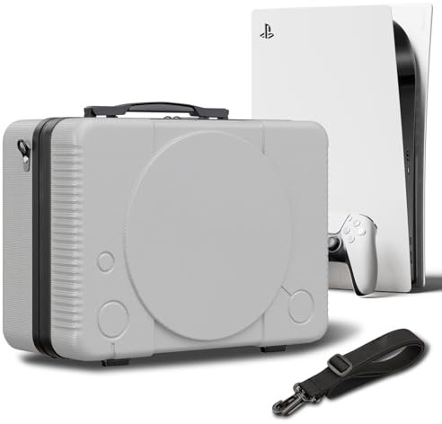 PS5 Tragetasche, kompatibel mit Playstation 5 Konsole/Controller/Headset/Spielen und anderem Zubehör – schützende Reisetasche mit Hartschale und maßgeschneidertem Schaumstoff zur Aufbewahrung
