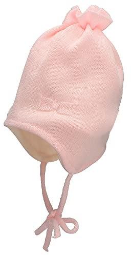 Sterntaler Baby Mädchen Strickmütze Baby Strickmütze Schleife Mütze - Baby Strickmütze - mit Schleife, Ohrenklappen und Bindeband - rosa, 45