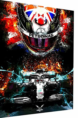 Magic Canvas Art Leinwand F1 Formel1 Lewis Hamilton Leinwandbild 1- teilig Hochwertiger Kunstdruck Wandbilder – B8138, Größe: 40 x 30 cm