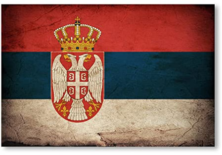 Postereck - 0335 - Vintage Flagge, Fahne Serbien Belgrad - Unterricht Klassenzimmer Schule Wandposter Fotoposter Bilder Wandbild Wandbilder - Leinwand - 40,0 cm x 30,0 cm