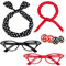 Aneco 6 Stücke 50er Jahre Kostüm Zubehör Set 1950 Kostüm Accessoires Inklusive Chiffon Schal Cat Eye Brille Bandana Krawatte Stirnband Drop Dot Ohrringe