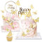 OWill 22-Pieces Beige Butterfly Cake Decorations with Happy Birthday Acrylic Cake Toppers for Baby Shower Wedding Birthday Party Decor(Beige)