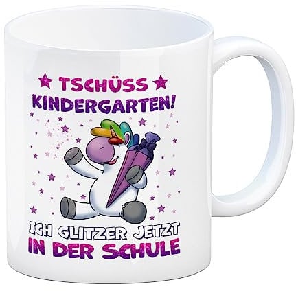 speecheese Tschüss Kindergarten Einhorn Kaffeebecher für die Einschulung als Geschenkidee für die Schultüte deiner Kinder