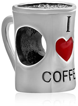 I Love Taza de Café Charms, Fit Pandora primer día de las Madres Pulsera, Plata esterlina 925 tomar un descanso Taza Café Bead, regalo para hermana/Mum in Law/abuela/Amigos