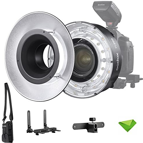 Godox R200 Macro Ring Flash Head w/ Godox RFT-25S Reflector for AD200 AD200 Pro 5800±200K 200Ws with Modeling Lamp Macro Speedlight for DSLR Cameras for Portrait, Wedding, Macro Photography, etc