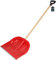 KOTARBAU® Schneeschaufel 47 cm mit Holzstiel Verstärkte Kunststoffschaufel mit Metallbeschlägen mit ergonomischem Stiel Rot 135 cm
