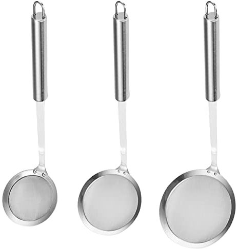3 Stück Edelstahl Sieb Set, Edelstahl Küchensieb Feines Sieb, Schöpfkelle Feinmaschig, Frittieren Filtern, Zur Filtern von Nudeln, Mehl, Tee, Kaffee, Rührbraten, Eintopf und Gemüse, 3 Größe