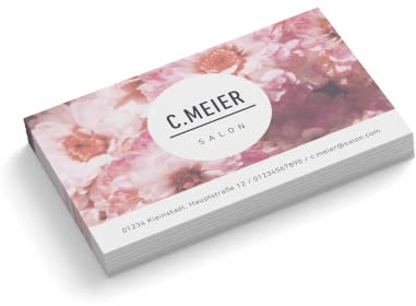 Visitenkarten personalisiert | Design Salon | 1-seitig | Querformat | Menge + Papier zur Auswahl | selbst gestalten | hochwertiger Druck | 350 g Qualitätsdruck (50 Stück)