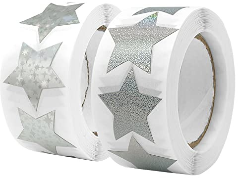 KtbeYTi 2 Rollen 25mm Sterne Aufkleber für DIY Scrapbooking & Geschenk Deko