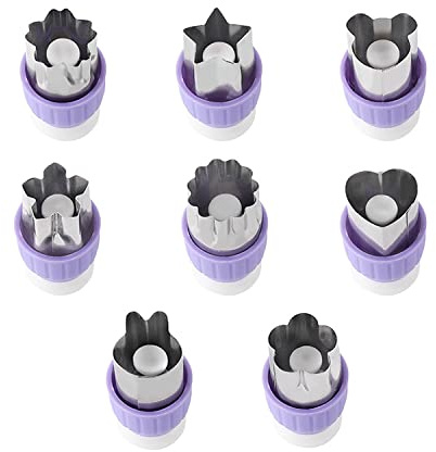 8 Pieces Stainless Steel Fruit Vegetable Cutter Shapes Set, Cookie Cutters with Anti-Slip Protection Handle for Baking and Cute Pastry Tools