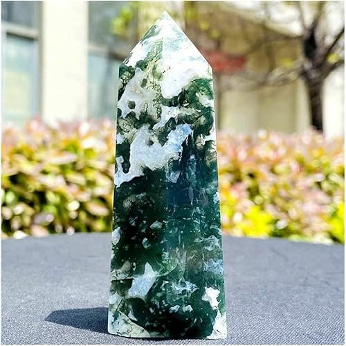 Sudemota Natürlicher Kristall rau Natürliche Wassergras-Achat-Kristall-Obelisk-Quarz-Kristall-Energiesäule