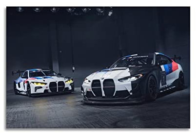 ISTI Rennauto-Poster für BMW M4 GT4 Poster, dekoratives Gemälde, Leinwand, Wandposter und Kunstbild, modernes Familien-Schlafzimmer, 30 x 45 cm