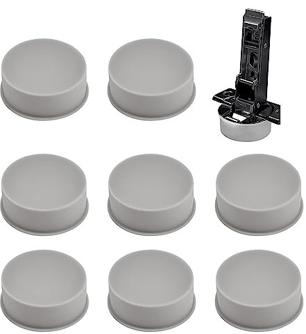 UFURMATE Cabinet Hinge Covers, 8Pcs 36mm Silicone Hinge Hole Cover Caps Moisture-Proof & Waterproof Hinge Hole Caps Inner Plug Type Hinge Hole Plugs for Kitchen Cabinet (Grey)
