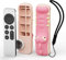 Silicone Remote Control Case Compatible with Apple TV Siri 2nd Gen 2022, Apple TV 4K 2021 and Apple AirTag, Pink Crocodile Shape Non-Slip Shockproof Drop Apple TV Remote Protective Cover (Pink)