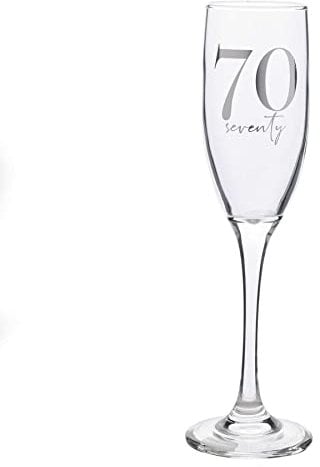 Widdop and Co 70th Birthday Champagne Flute Glass with Silver Detail - 70