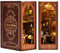 Ulikey Book Nook Kit, Miniatur Haus, DIY Miniature House Puppenhäuser Set 3D Puzzle Buchständer aus Holz mit LED Lampe und Anweisungen für Bücherregal Deko und Kreativen Geschenken (Bibliothek)