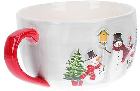 BESTonZON Geschenke Für Damen 1 Tasse Retro-Dekor Rustikale Kaffeetassen Esszimmertischdekoration Schneemann Teetasse Teetassen Geschenk Weihnachtstassen Mit Deckel Und Löffel Bezauberndes