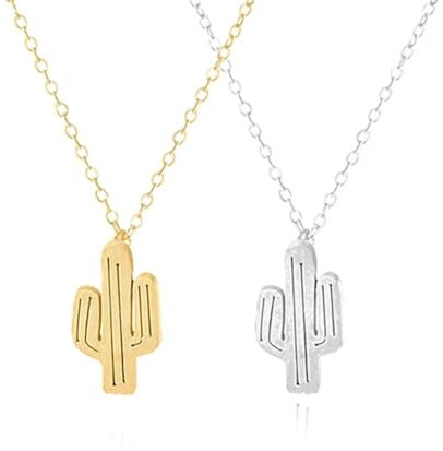 bicup Collar Colgante Cadena Hombre Mujer Joyas Necklace Collares Colgantes De Cactus Saguaro Para Mujer Verano Color Dorado