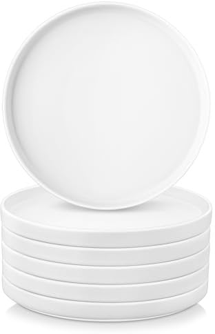 vancasso Serie VENUS Set de 6 Platos de Postre, Platos de Ensalada de Gres, Platos de Desayuno de 21,2 cm, Juego de Platos Llanos de Cerámica, Aptos para el Microondas y Lavavajillas, Blanco