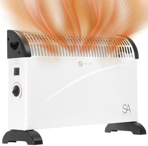 SA Products 2000W Convector Electric Radiator | 3 Settings Wall Mountable Heater | Energy Efficient Convection Heater for Home (White/Black)