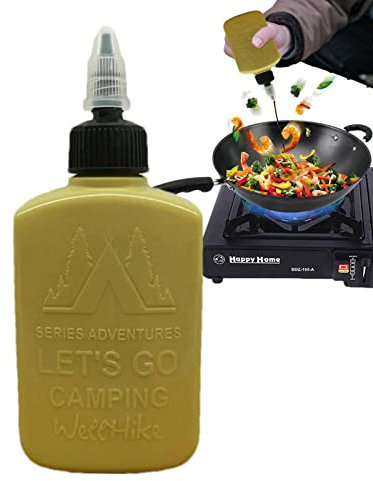 EviKoo Piccola bottiglia per olio da campeggio, piccola bottiglia per olio, bottiglia per campeggio, con tappo girevole, bottiglia per condimenti a prova di perdite, per condimenti, ketchup, vino da