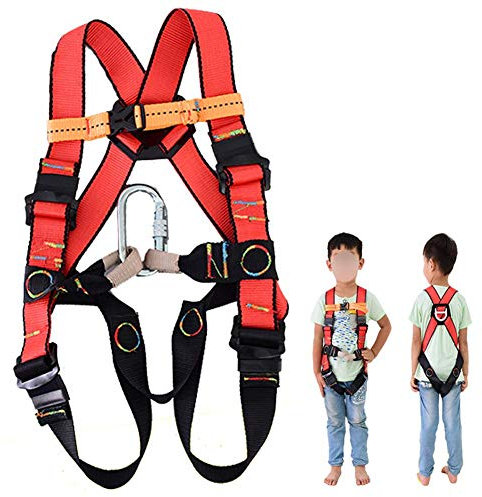 SwaYve Kids Aerial Work Safety Belt Full Body Climbing Harness Fall Protection Equipment for Outdoor Expanding Training Caving Rock Rappelling Equipment/s