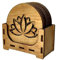 CrisPhy Lot de 12 Dessous de Verre en Bois avec Fleur de Lotus, 9 x 9 cm, pour café et thé, Fleur de Lotus, Yoga pour la Purification et la méditation, Symboles spirituels du Yoga en Bois