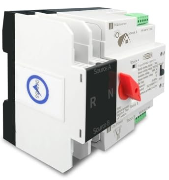 Interruttore Magnetotermico Guida DIN monofase ATS. for PV. E inverter Dual Power Power Selettore di trasferimento automatico interruttori ininterrotti 2P 63A 100A 125A Differenziale Riarmo Automatico