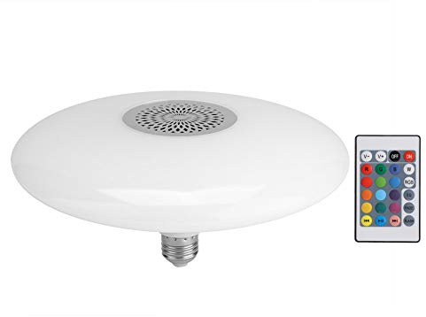 Miskall LED Ceiling Light with Bluetooth Speaker, 30W E27 RGBW Speaker Bulb RGB Brightness Dimmable Color Changing Cool/Warm for Bedroom Kids Room
