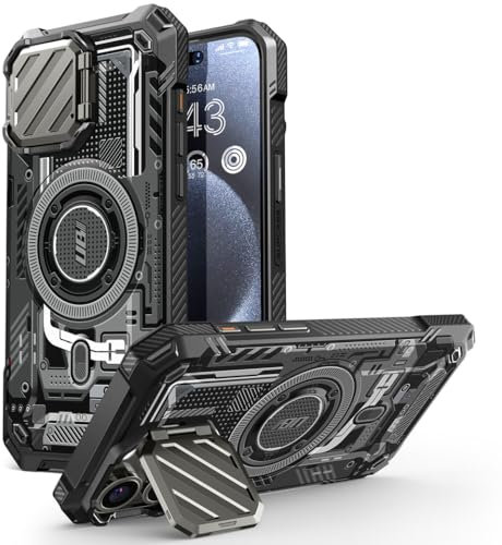SUPCASE für iPhone 15 Pro Max Hülle mit Kameraschutz [Kompatibel mit MagSafe] Dünne Handyhülle Bumper Case Magnetische Schutzhülle mit Ständer [UB Mag XT] für iPhone 15 Pro Max 2023 (BalckC)