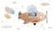 duoyif Wandtattoo Kinderzimmer, Boho Wandaufkleber, Deco Kinderzimmer Wandsticker Wanddeko Für Mädchen Jungen Kinderzimmer Babyzimmer Schlafzimmer Wohnzimmer (Braun Elefant Flugzeug A)