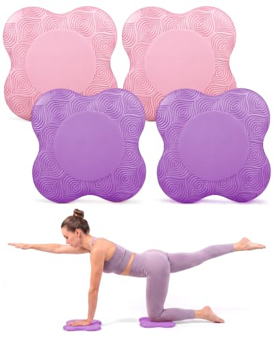 Yflingjie Yoga Knieschoner 4er Set, Kissen für Knie und Ellbogen, Fitness, Meditation, Knien, Balance, Boden, Pilates (Rosa Lila)