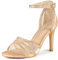 Perphy Glitter Heel Ankle Strap Stiletto Heels Pumps Sandals for Women, Rose Gold, 6.5 UK
