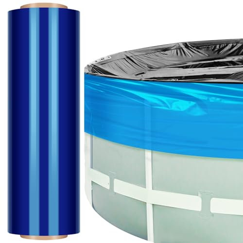 TWOWYHI Winter-Poolabdeckungsdichtung, 40,6 cm x 365,8 m, winddicht, schrumpfende Poolabdeckung, dehnbar, Poolabdeckung für oberirdische Pools, sauber
