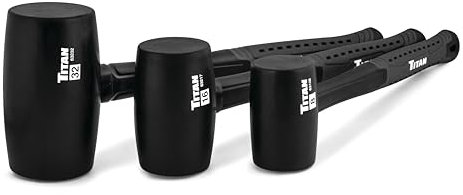 Titan 63131 3-Piece Rubber Mallet Set, Includes 8oz, 16oz & 32oz with Non-Marking Double-Faced Solid Heads, Shock Absorbing Fiberglass Handles & Textured Grips